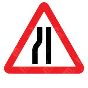 Road Narrows on Left Ahead Sign – Diagram 517A showing a narrowing carriageway from the left side