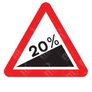 Steep Hill Upwards Ahead Warning Sign – Diagram 524.1 showing uphill slope and gradient percentage