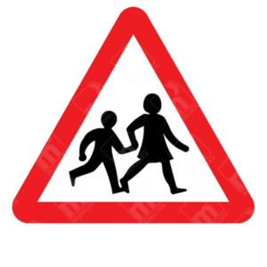 Children Warning Sign – Diagram 545 showing child pedestrians in red triangle for school/playground hazard