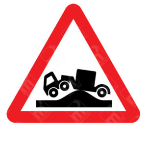 Risk of Grounding at a Railway or Tramway Level Crossing or Hump Backed Bridge Warning Sign – Diagram 782 showing vehicle grounding icon inside red triangle, warning of risk at level crossings or steep bridges