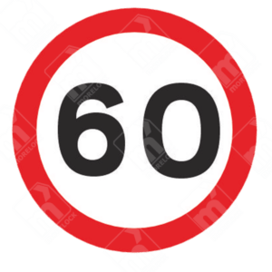 60 MPH Speed Limit Sign - Diagram 670-E with red border and bold “60” for national speed enforcement on UK single carriageways