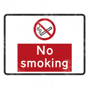 No Smoking Sign with Symbol – Official UK safety sign prohibiting smoking in designated areas.