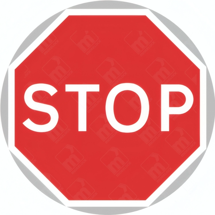 Diagram 7023 STOP sign – red octagon with bold white text for use in temporary UK traffic situations