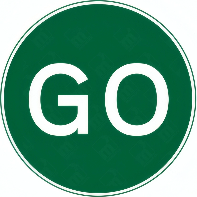 Diagram 7024 green circular GO sign used for temporary manual traffic control systems