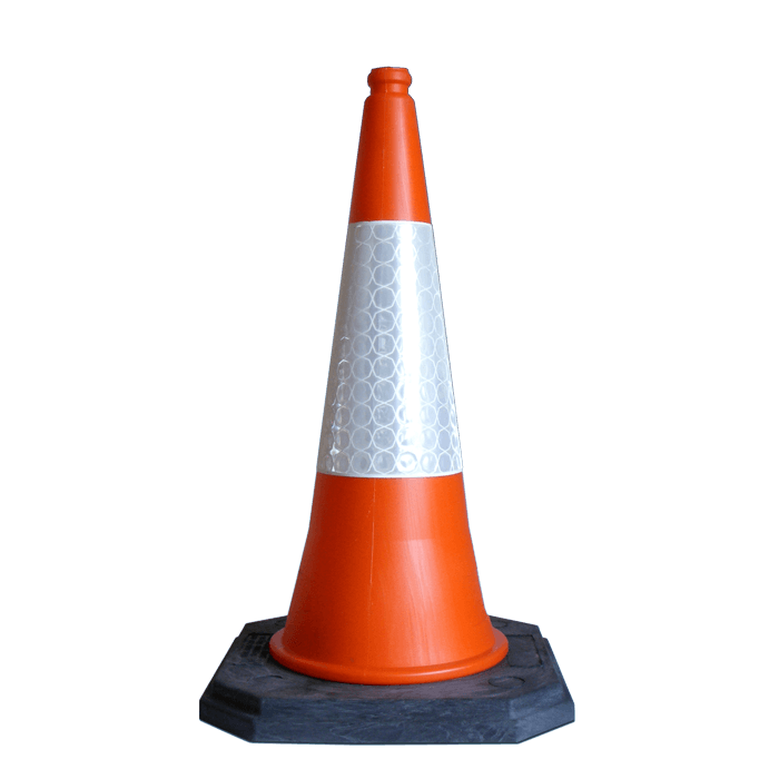 Traffic Cone 750mm Temporary UK Traffic Management Equipment– UK high-visibility safety cone with reflective sleeve for roadworks and traffic management.