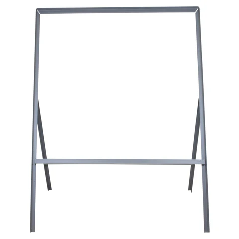 Square Road Sign Frame – Heavy-duty steel sign stand with an angled leg design for securing temporary UK road signs in construction zones and roadworks.