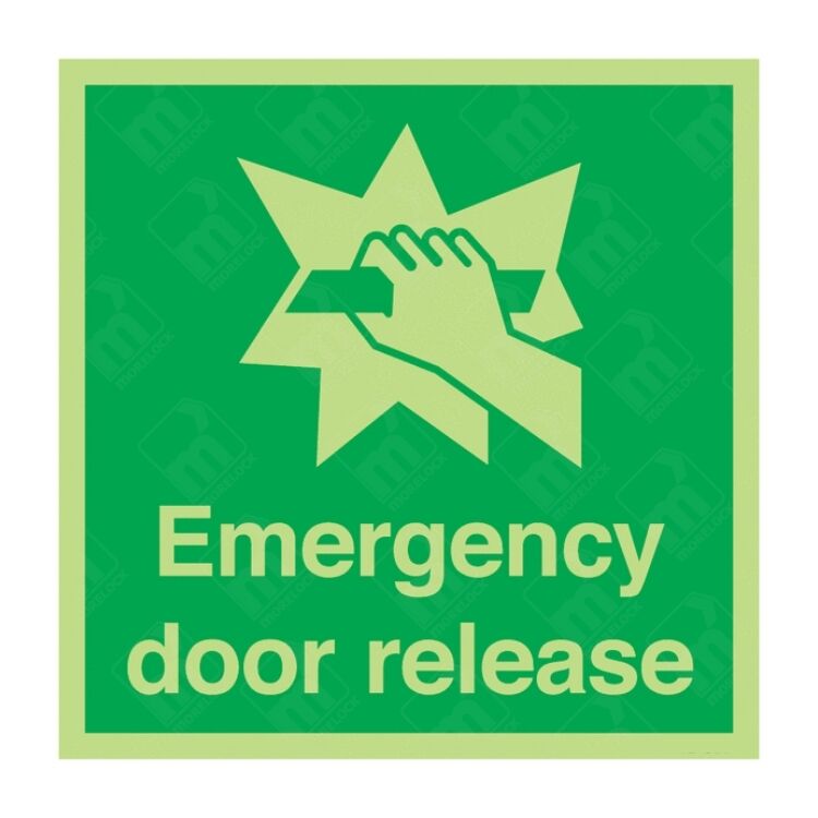 Photoluminescent Emergency Door Release Sign – glow-in-dark sign for exit release