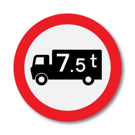 7.5t Weight Restriction Sign – Diagram 622.1A showing black lorry and 7.5t symbol within a red-bordered circle