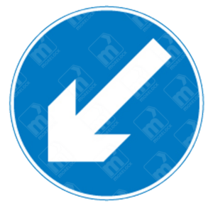 Keep Left Sign – Diagram 610A showing downward left arrow inside blue circular background
