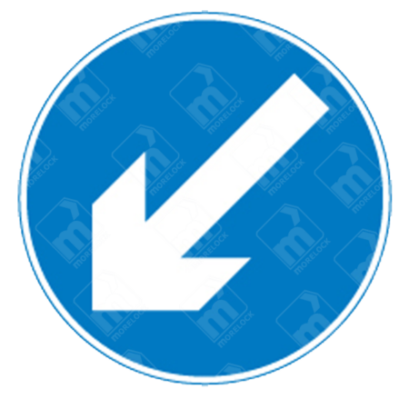 Keep Left Sign – Diagram 610A showing downward left arrow inside blue circular background