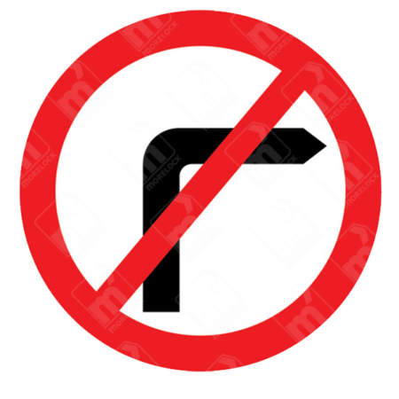 No Right Turn Sign – Diagram 612 showing black arrow with red diagonal across it