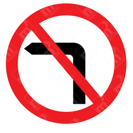 No Left Turn Sign – Diagram 613 showing black arrow pointing left crossed with red diagonal