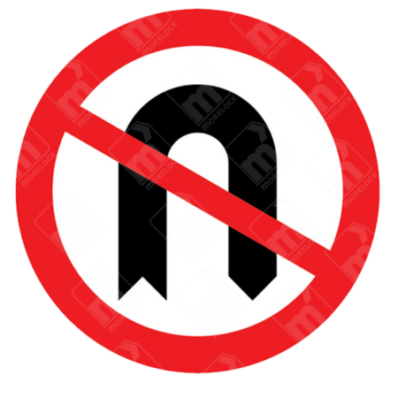 No U-Turn Sign – Diagram 614 showing black U-turn arrow crossed out by red diagonal