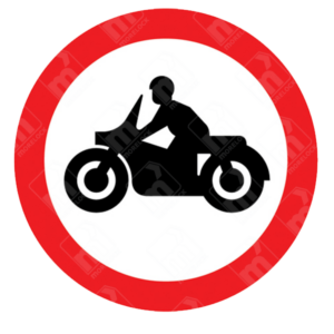 Solo Motorcycles Prohibited Sign – Diagram 619.2 showing black motorcycle inside red circle