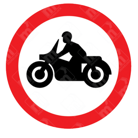 Solo Motorcycles Prohibited Sign – Diagram 619.2 showing black motorcycle inside red circle