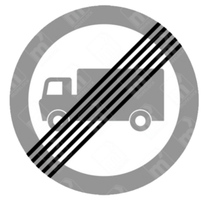 End of Goods Vehicle Weight Restriction Sign – Diagram 622.2 showing lorry with diagonal black bars