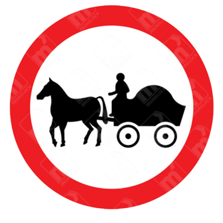 No Horse-Drawn Vehicles Sign – Diagram 622.5 showing horse-drawn carriage in red-bordered circle