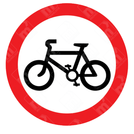 No Cycling Sign – Diagram 951 showing black bicycle inside red circular border