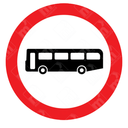 Buses Prohibited Sign – Diagram 952 showing black bus icon in red-bordered white circle