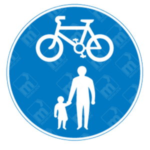 Cycle and Pedestrian Sign – Diagram 956 showing bicycle and pedestrian symbols on a blue circular sign