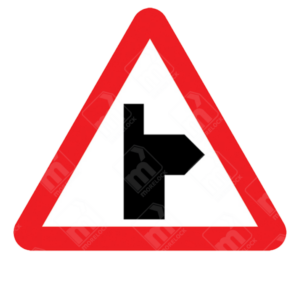 Side Road Ahead Warning Sign – Diagram 506.1D installed for improved safety at staggered junctions