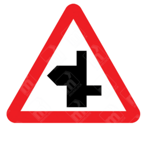 Staggered Junction Ahead Warning Sign – Diagram 507.1C installed to improve safety at complex junctions