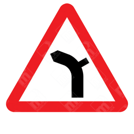 Junction on Bend Ahead Warning Sign – Diagram 512.1A installed to warn drivers of a side road joining on a left-hand bend in limited visibility conditions.