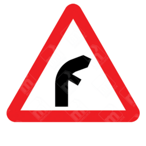Junction on Bend Ahead Warning Sign – Diagram 512.2B showing a left-hand side road on a right-hand bend