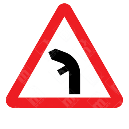 Junction on Bend Ahead Warning Sign – Diagram 512.2A installed to alert drivers of a junction joining from the right on a left-hand curve
