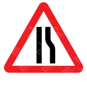 Road Narrows on Right Ahead Warning Sign – Diagram 517B showing a narrowing carriageway from the right side