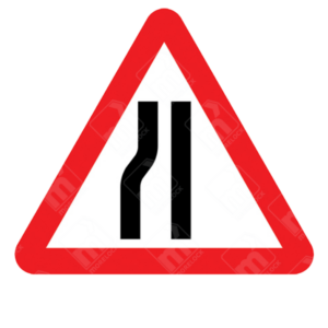 Road Narrows on Left Ahead Sign – Diagram 517A showing a narrowing carriageway from the left side