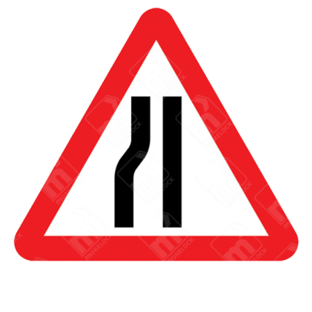 Road Narrows on Left Ahead Sign – Diagram 517A showing a narrowing carriageway from the left side