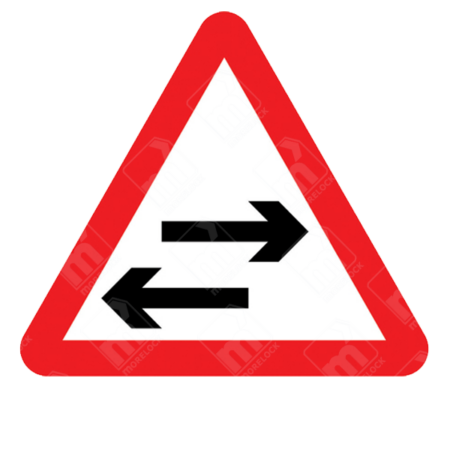 Two-Way Traffic on Route Crossing Ahead Warning Sign – Diagram 522 showing opposing horizontal arrows for crossing two-way traffic