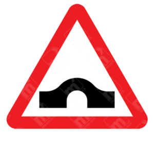 Hump Bridge Ahead Warning Sign – Diagram 528 showing raised bridge hazard in triangle warning format