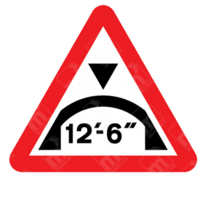Maximum Headroom Available at Arch Bridge Ahead Warning Sign – Diagram 531.1A featuring arch symbol and height restriction in red-bordered triangle