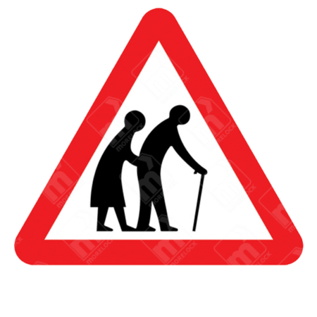 Frail or Disabled Pedestrians Warning Sign – Diagram 544.2 showing elderly figures in red triangle
