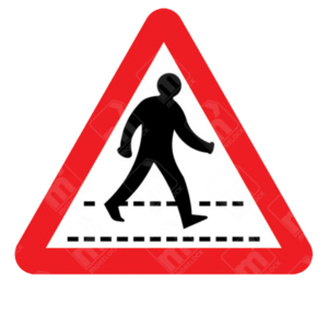 Zebra Crossing Ahead Sign - Diagram 544 with red triangle and pedestrian icon, used to warn of upcoming zebra crossings