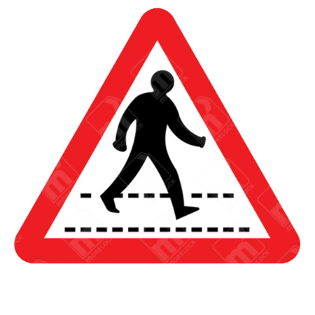 Zebra Crossing Ahead Sign - Diagram 544 with red triangle and pedestrian icon, used to warn of upcoming zebra crossings