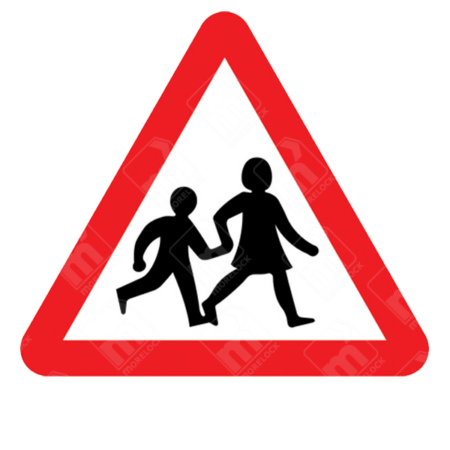 Children Warning Sign – Diagram 545 showing child pedestrians in red triangle for school/playground hazard
