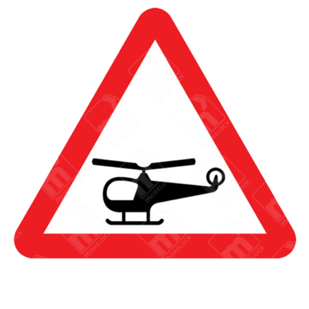 Low Flying Helicopters or Sudden Helicopter Noise Likely Ahead Warning Sign – Diagram 558.1 with helicopter symbol in red warning triangle
