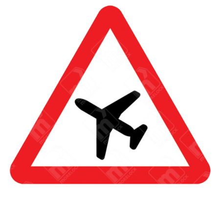 Low Flying Aircraft or Sudden Aircraft Noise Likely Ahead Warning Sign – Diagram 558 showing aircraft symbol in red-bordered triangle
