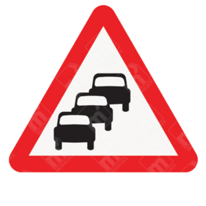 Traffic Queues Likely Ahead Sign – Diagram 584 is a temporary UK traffic sign warning drivers of possible congestion and slow-moving traffic.