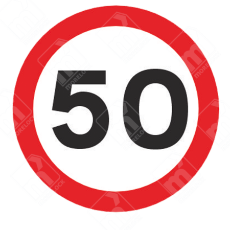 50mph Speed Limit Sign(Diagram 670V50) – UK traffic sign enforcing a 50 mph maximum speed for safety.