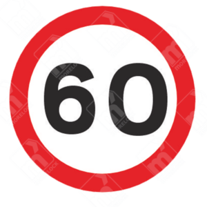 60mph Speed Limit Sign(Diagram 670V60) – UK traffic sign enforcing a 60 mph maximum speed for safety.