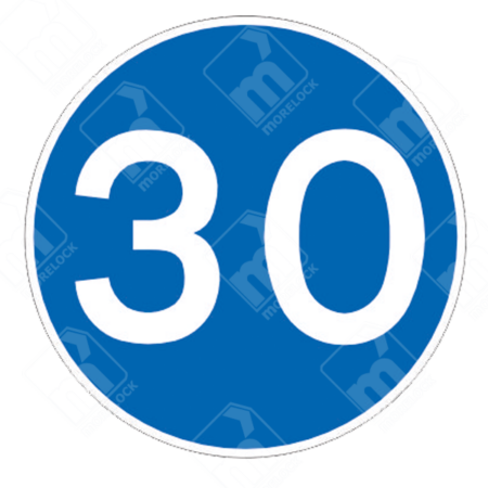 30 MPH Minimum Speed Limit Sign (Diagram 672) – UK traffic sign enforcing a 30 mph minimum speed for smooth traffic flow.