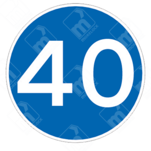 40 MPH Minimum Speed Limit Sign (Diagram 672V40) – UK traffic sign enforcing a 40 mph minimum speed for smooth traffic flow.