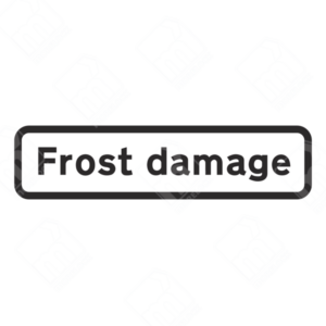 Frost Damage Sign – Diagram 563.8. UK traffic management sign warning drivers of road surface damage caused by frost, ensuring safer winter driving conditions.