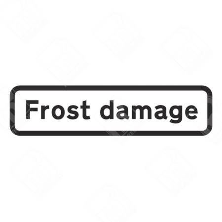 Frost Damage Sign – Diagram 563.8. UK traffic management sign warning drivers of road surface damage caused by frost, ensuring safer winter driving conditions.