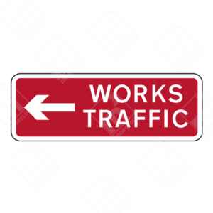 Works Traffic Left Arrow Sign – Diagram 7304 | Temporary UK Road Sign directing roadworks vehicles left