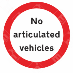 No Articulated Vehicles Sign – Diagram 622.4A showing black text within red-bordered white circle